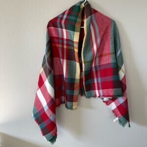 CollectionEighteen Plaid Red/Green Oversized Blanket Scarf
